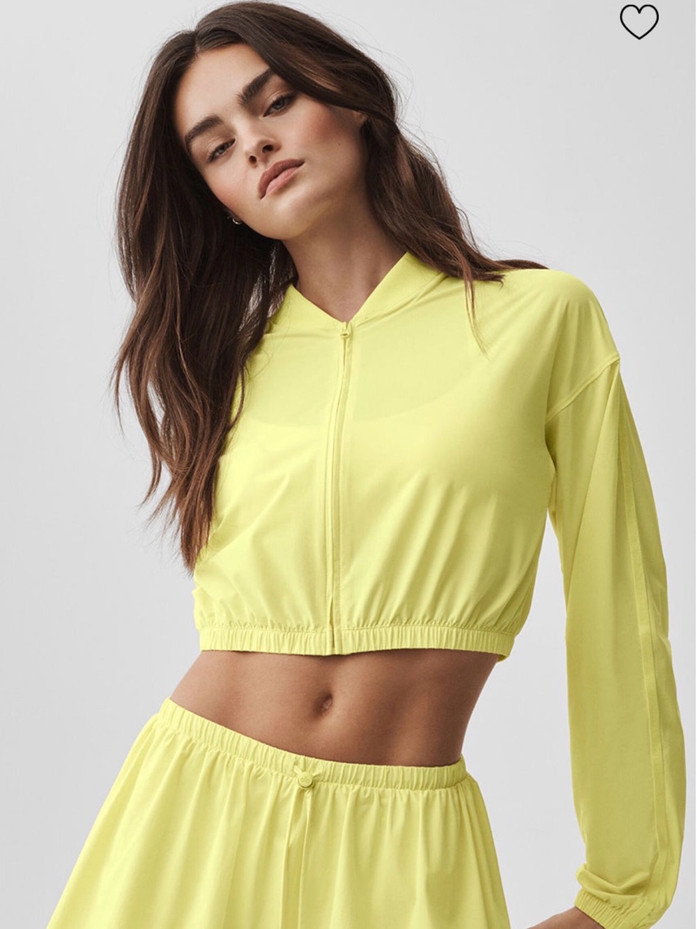 ALO Yoga Neon Yellow Cropped Bomber Jacket